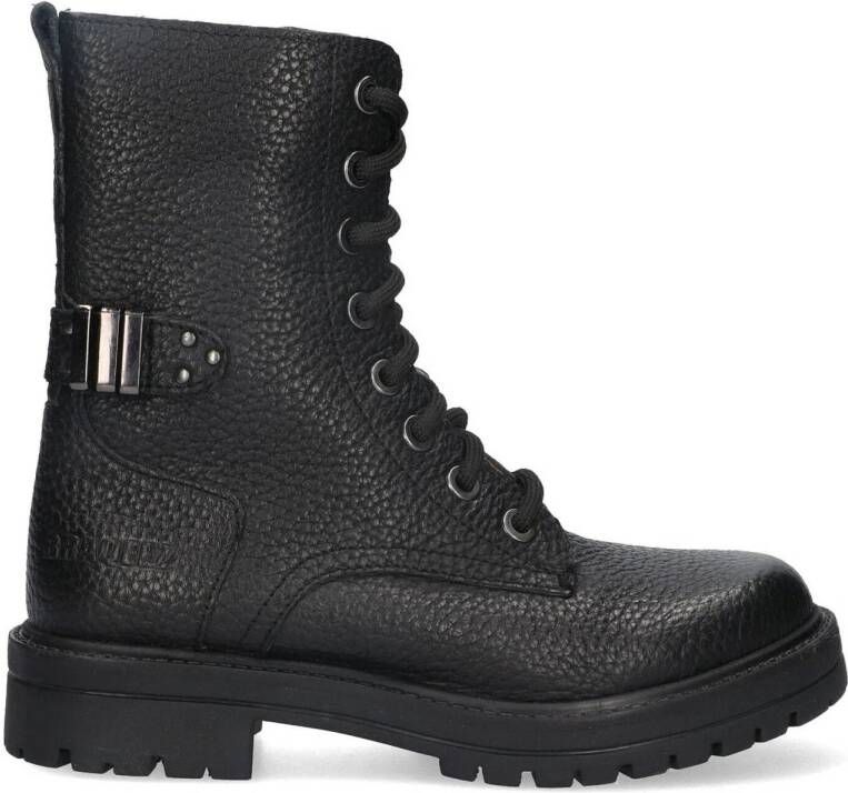 Braqeez Leah Leap leren veterboots zwart