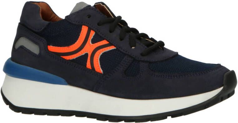 Braqeez leren sneakers donkerblauw