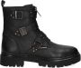 Braqeez 424782-589 Meisjes Biker Boots Zwart Leer Gesp Met Rits - Thumbnail 1