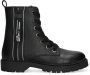 Braqeez Belle Boot Meisjes Biker Boots Zwart Leer Veters - Thumbnail 1