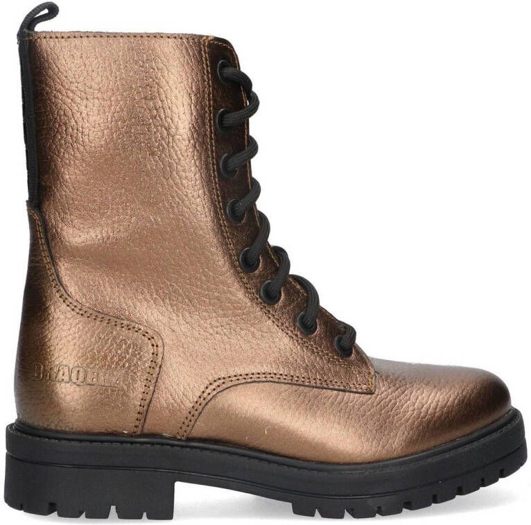 Braqeez Luna Leap leren veterboots brons