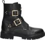 Braqeez 424783-589 Meisjes Biker Boots Zwart Leer Gesp Met Rits - Thumbnail 1