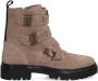 Braqeez 424782-408 Meisjes Biker Boots Taupe Suède Gesp Met Rits - Thumbnail 1