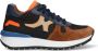 Braqeez 422942-413 Lage Sneakers Bruin Blauw Oranje Leer Veters - Thumbnail 2