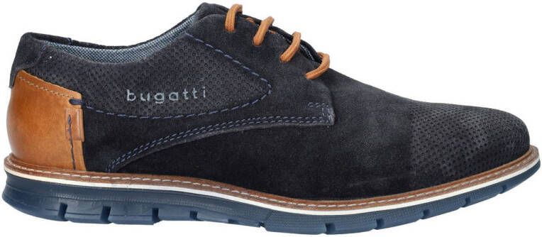 Bugatti Simone suède veterschoenen donkerblauw