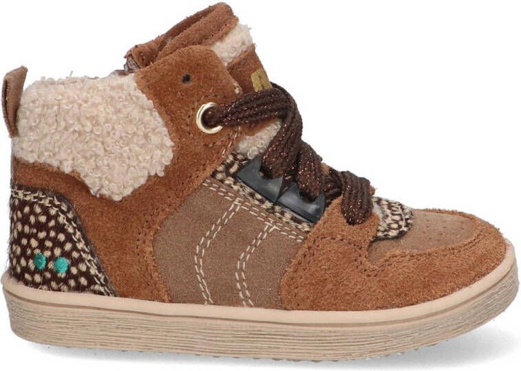 BunniesJR Pascal Pit suède veterboots cognac Bruin Jongens Suede Meerkleurig 29