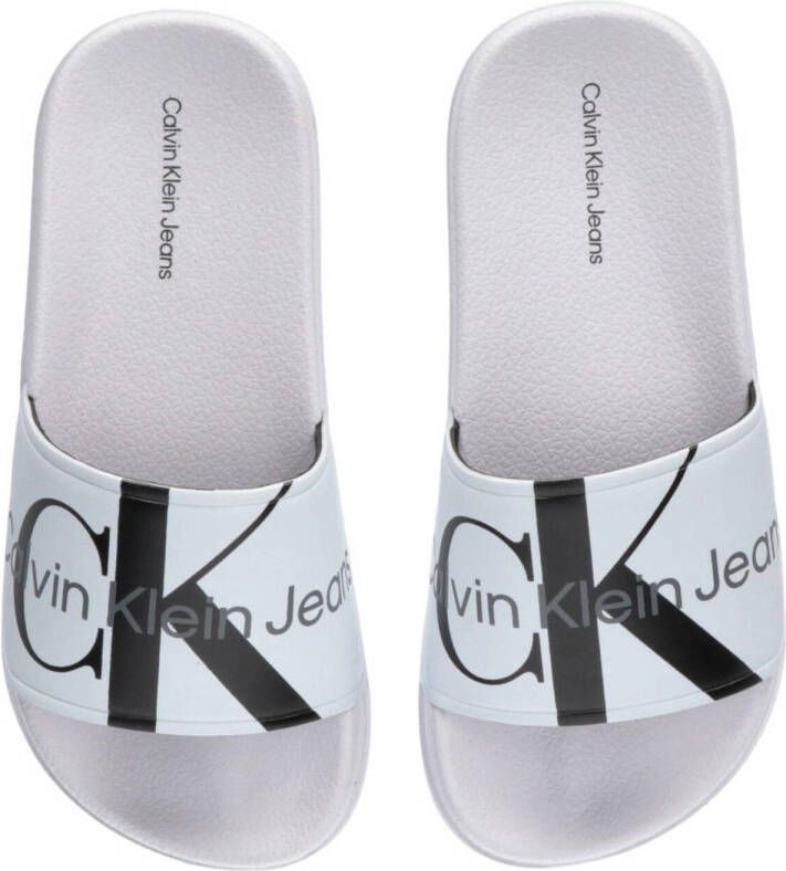 Calvin Klein badslippers wit Jongens Meisjes Rubber Logo 30