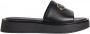 Calvin Klein Platform Slide leren slippers zwart - Thumbnail 1