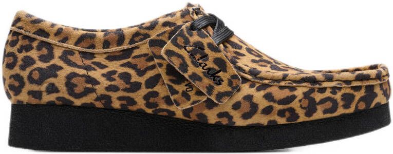 Clarks Wallabee evo suède bootschoenen met panterprint cognac