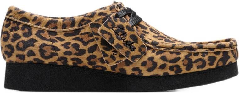Clarks Wallabee evo suède bootschoenen met panterprint cognac