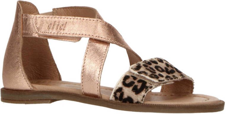 Clic! leren sandalen rosé met panterprint Meisjes Leer 28