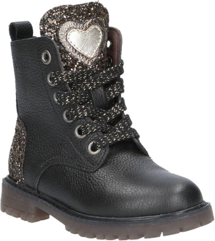 Clic! leren veterboots zwart