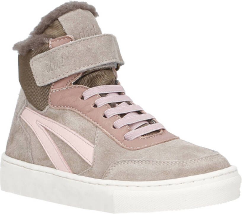 Clic! suède sneakers taupe roze