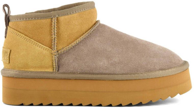 Colors of California Suede Mix Winter Platform Laars Gray Dames