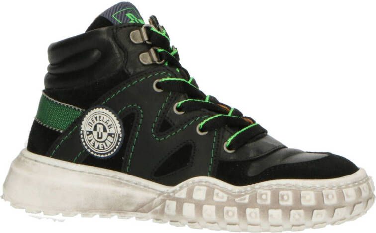 Develab 45687 leren sneakers zwart groen