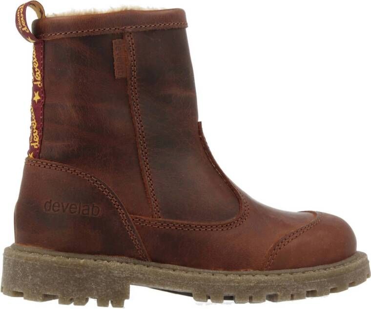 Develab gevoerde leren enkelboots cognac