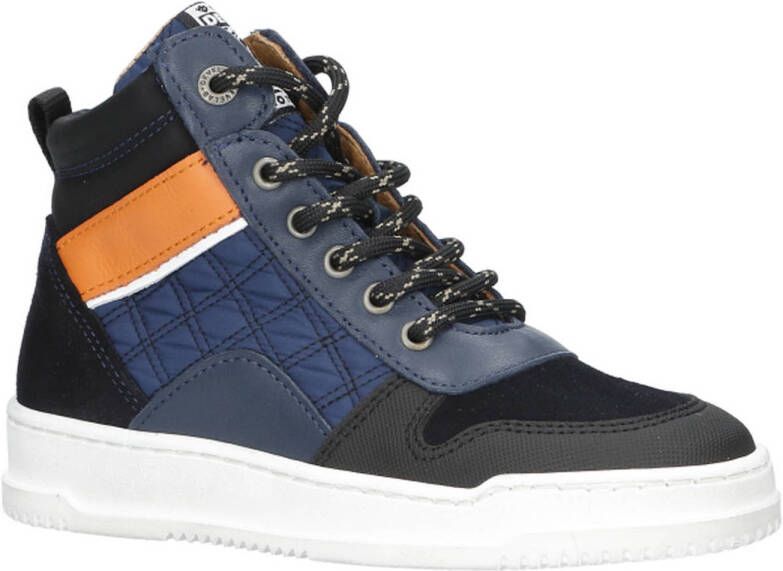 Develab leren sneakers donkerblauw Jongens Leer Meerkleurig 32