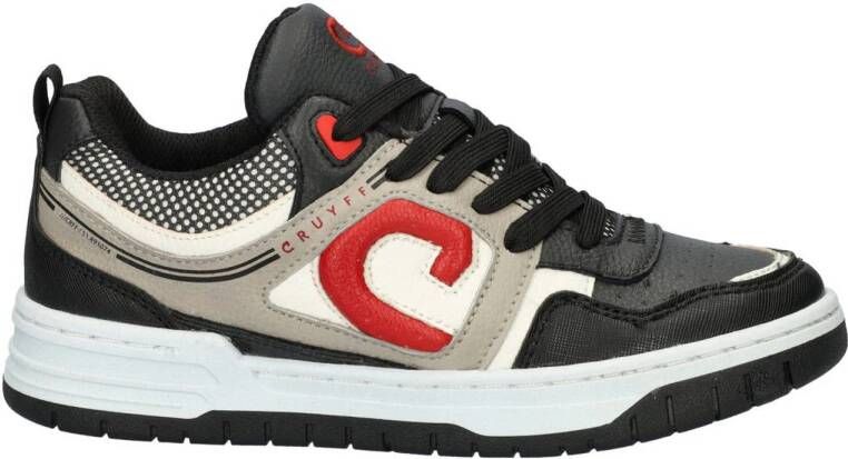 Cruyff Zwarte Leren Sneakers met Rode Accenten Multicolor Dames