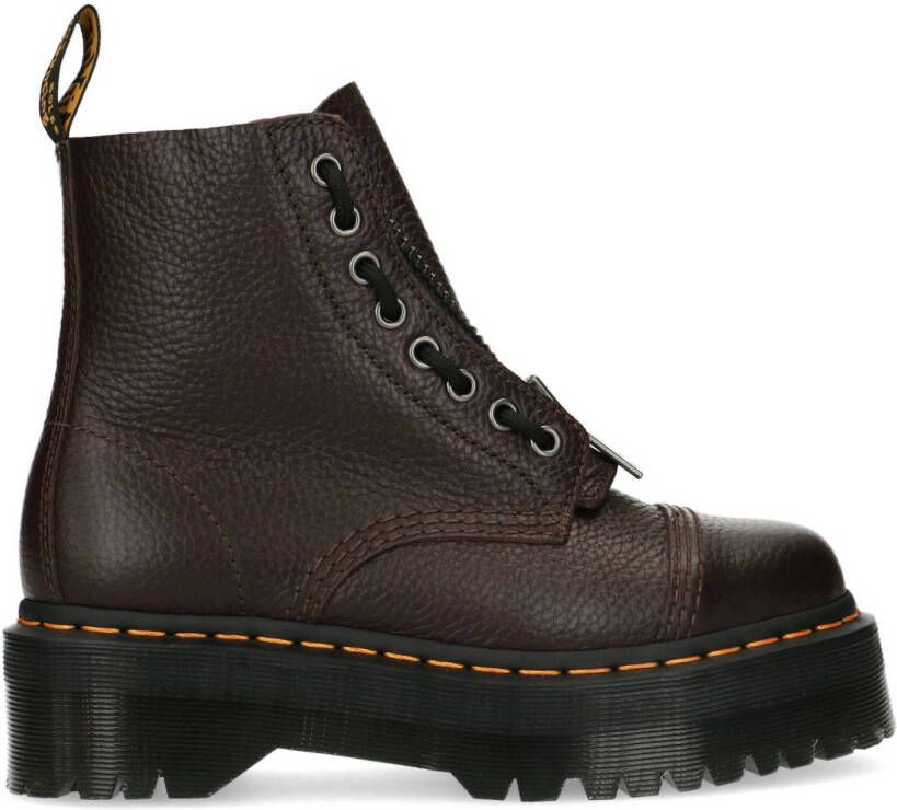 Dr. Martens Sinclair Milled Nappa Burgundy leren plateau enkelboots bruin