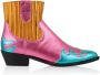 DWRS Austin leren cowboylaarzen oranje roze aqua - Thumbnail 1