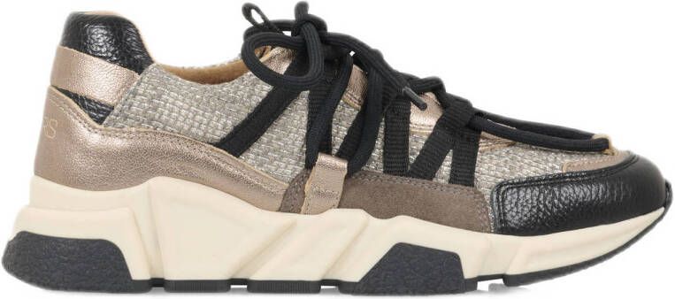 DWRS Los Angeles chunky leren sneakers taupe zwart