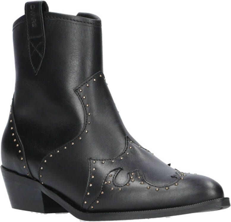 DWRS LABEL Lyon studs westernboots Zwart Leer Western Dames