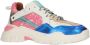 DWRS Pluto leren sneakers met pailletten roze blauw Meisjes Leer Meerkleurig 34 - Thumbnail 1