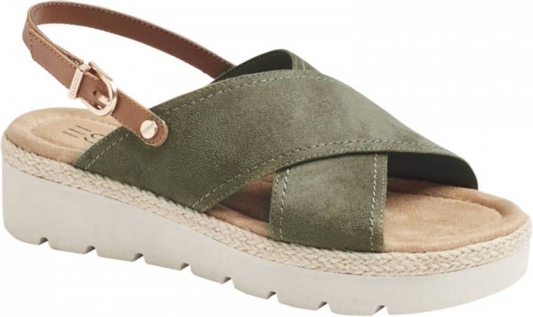 Plakken oppervlakte Souvenir Esprit Legergroene sandalette - Schoenen.nl