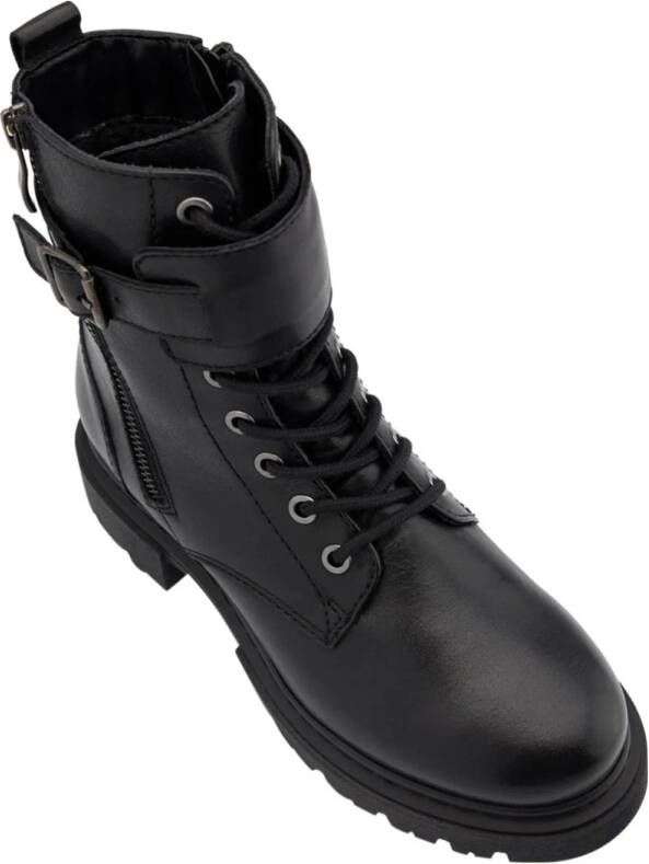 5th Avenue chunky leren veterboots zwart