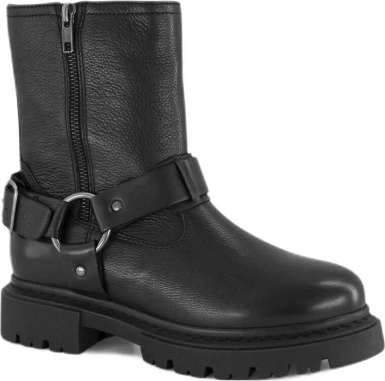 5th Avenue leren bikerboots zwart