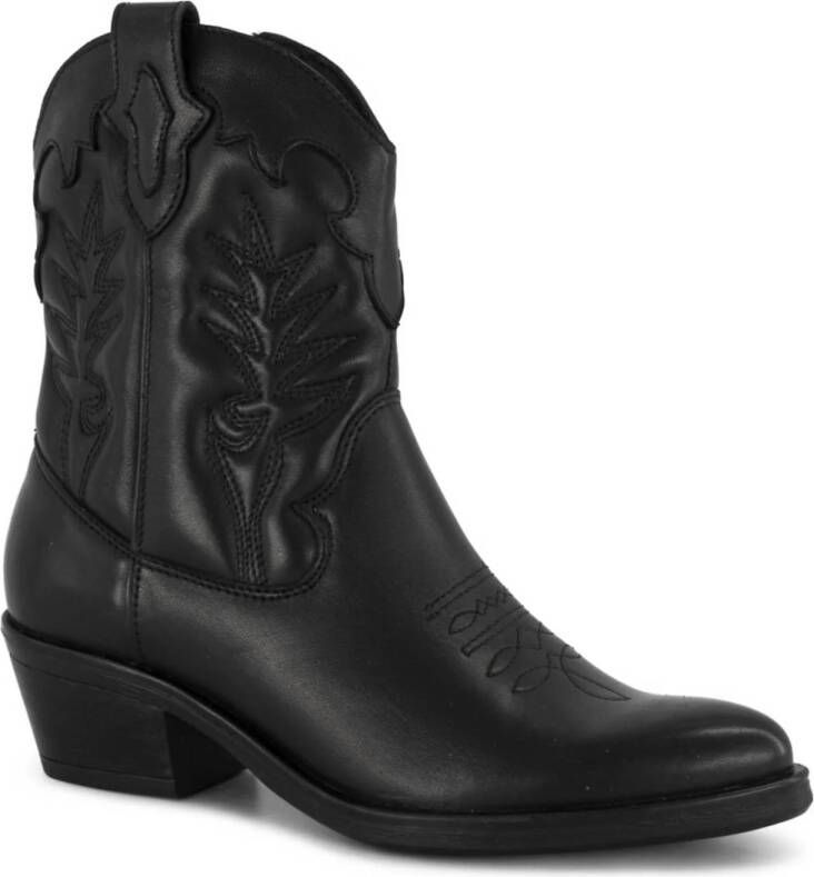 5th Avenue leren cowboylaarzen zwart