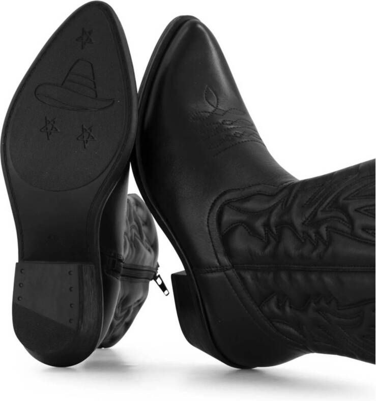 5th Avenue leren cowboylaarzen zwart