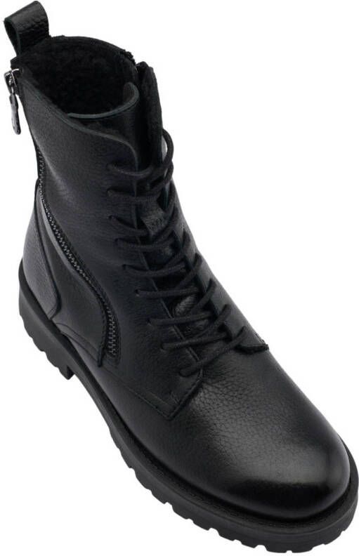 5th Avenue leren veterboots zwart