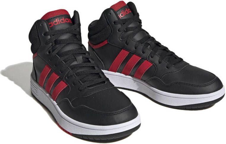 adidas Sportswear Hoops 3.0 Mid sneakers zwart rood wit