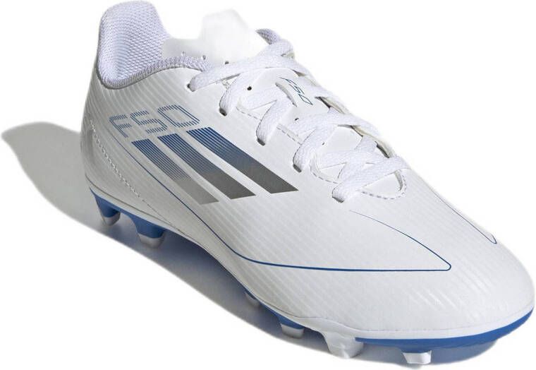 adidas Performance F50 Club Junior voetbalschoenen wit zilver blaw