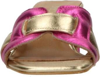 Babouche Demi leren muiltjes roze goud metallic