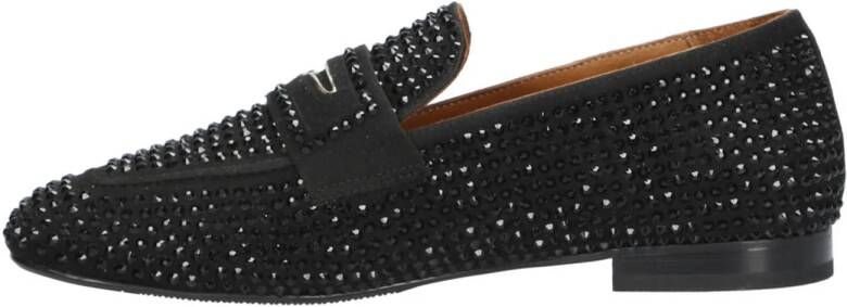 Babouche Marilou 24 leren loafers met strass en glitters zwart