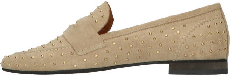 Babouche Maya 2 suède loafers met studs beige