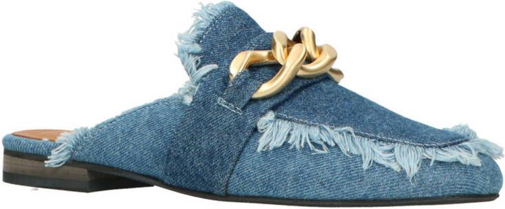 Babouche Sammy muiltjes met ketting denimblauw