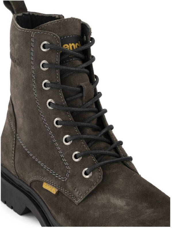 Bench leren veterboots grijs