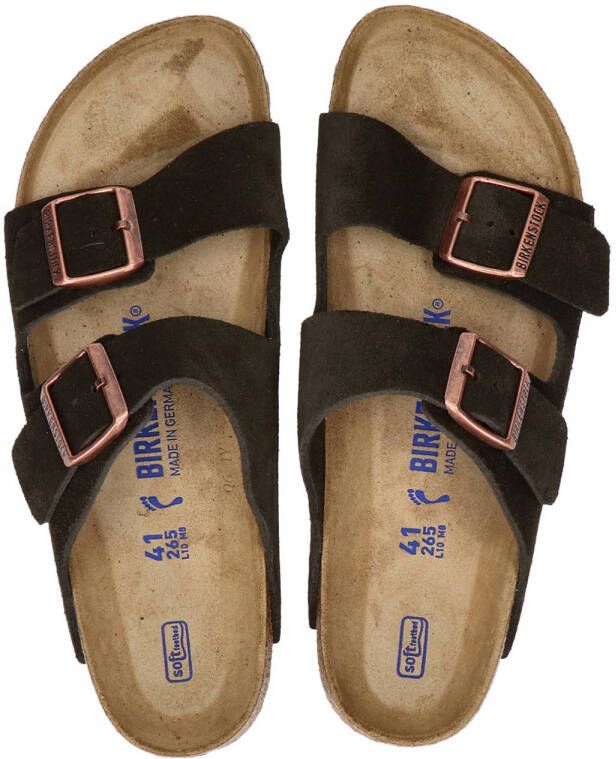 Birkenstock Arizona suède slippers donkerbruin