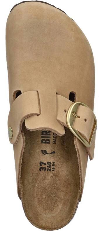 Birkenstock Boston Big Buckle nubuck clogs beige