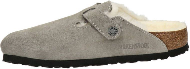 Birkenstock Boston Clog suede instappers grijs