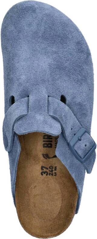 Birkenstock Boston suède clogs lichtblauw