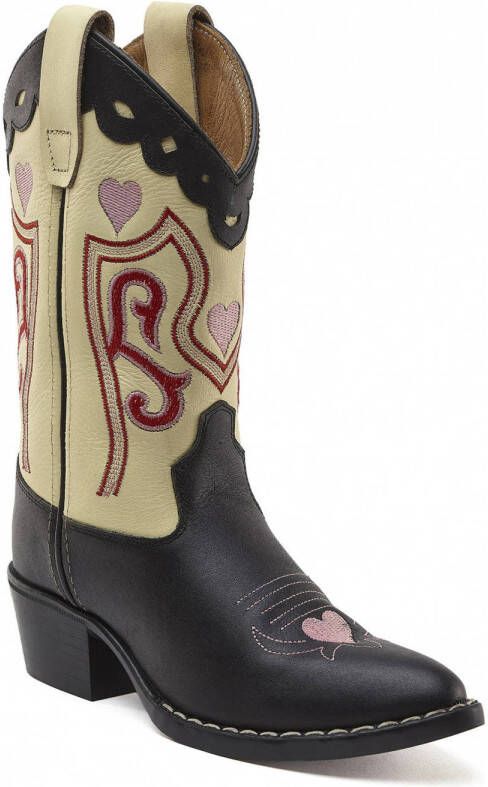 Bootstock Sweetheart leren cowboylaarzen zwart ecru