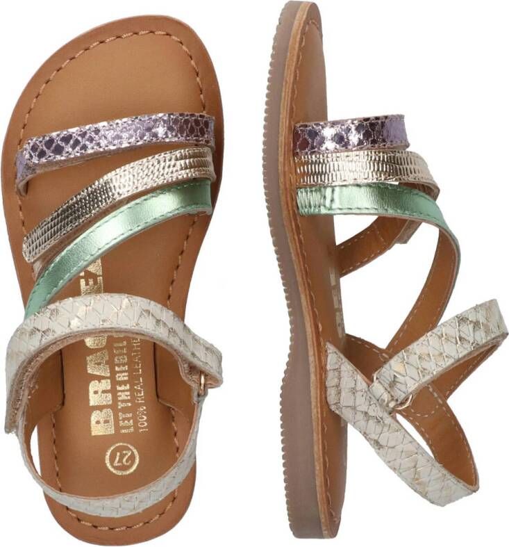 Braqeez Cassy Call leren sandalen mintgroen