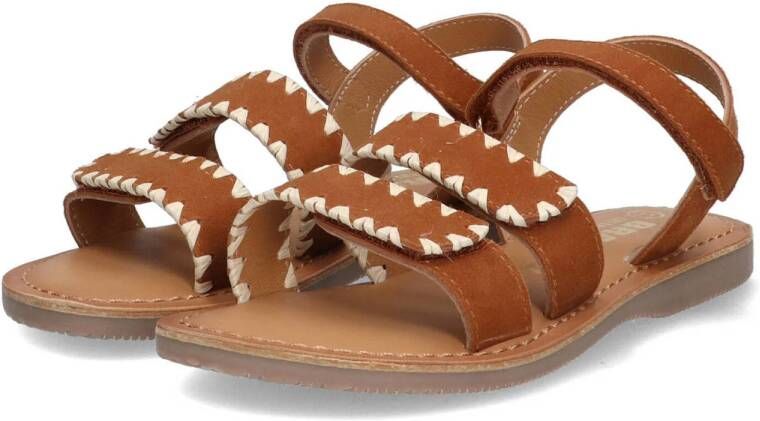 Braqeez leren sandalen cognac