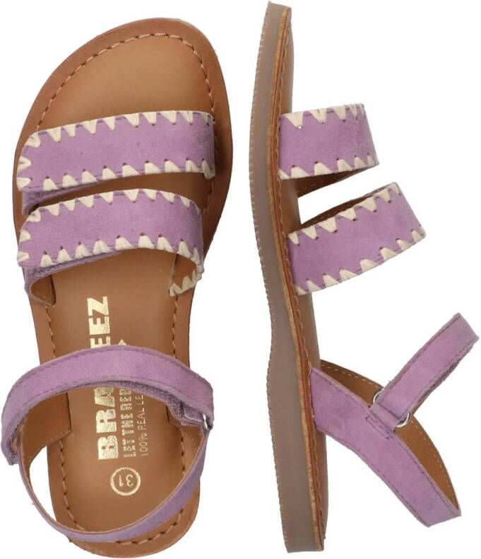 Braqeez leren sandalen lila