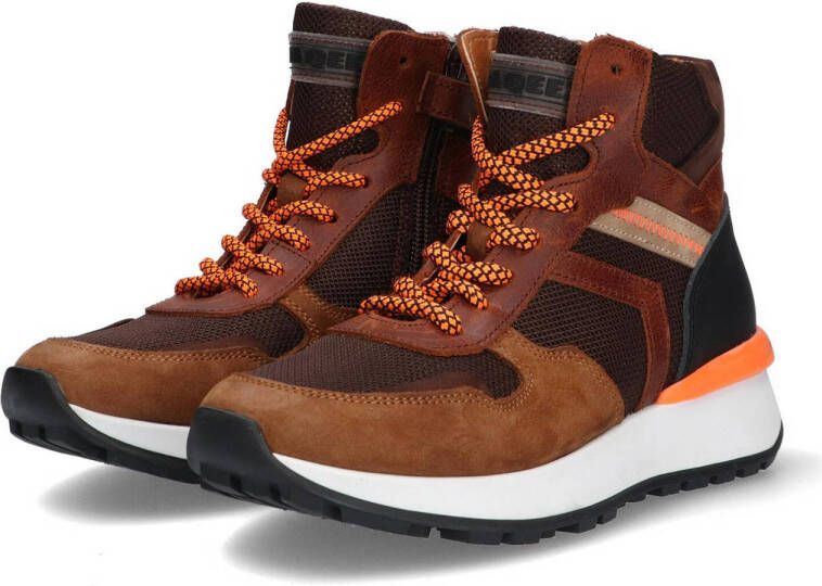 Braqeez leren sneakers cognac