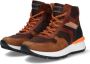 Braqeez 422944-113 Jongens Hoge Sneakers Bruin Oranje Leer Veters - Thumbnail 2